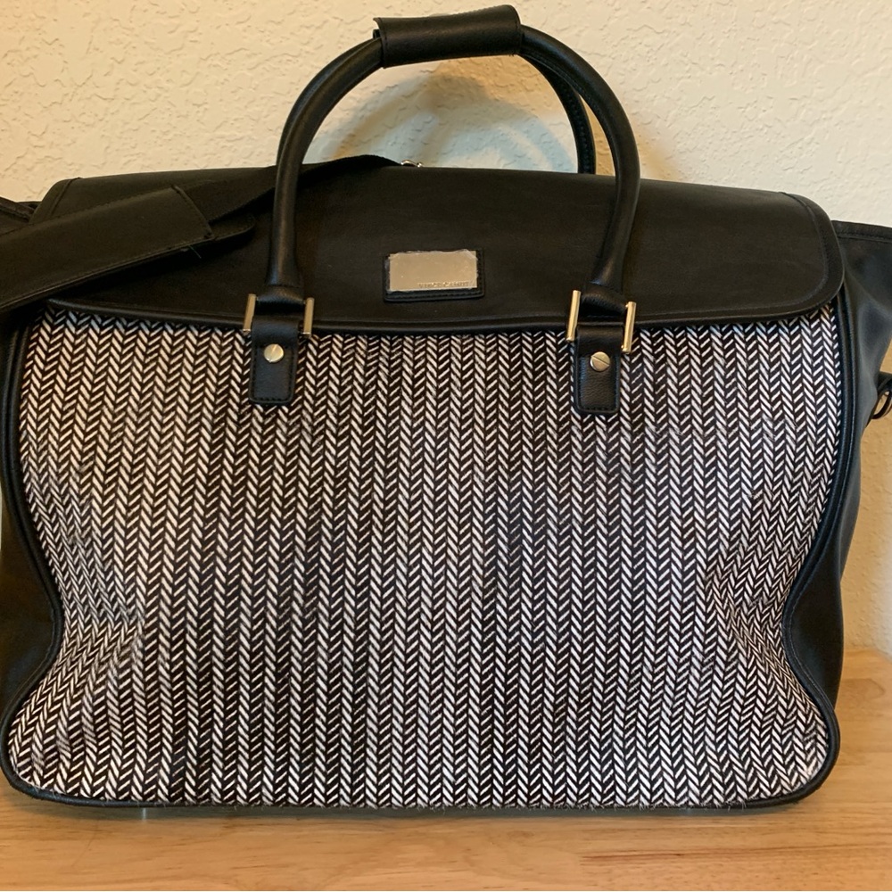 Vince Camuto - weekender overnight bag - chevron faux cow hide leather